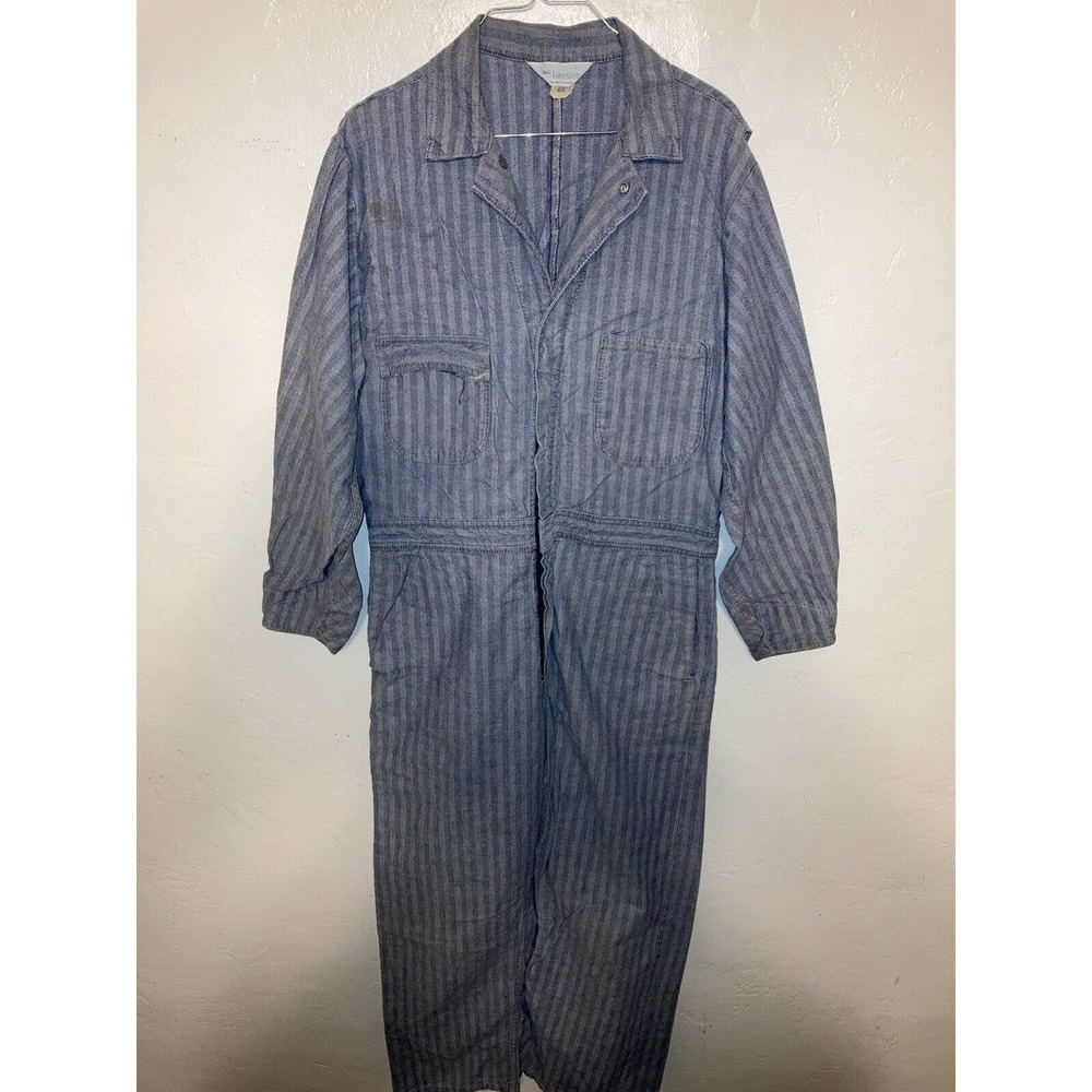 Sears 40 Coveralls Jumpsuit Blue White Striped